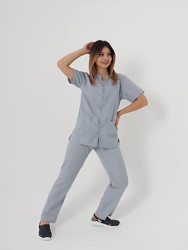Медицинская одежда: Медицинский костюм "Лондон" -Стойка воротник -На кнопках -Высокое — 9