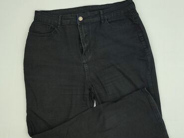 c a spodnie damskie z wysokim stanem: Material trousers for women, XL (EU 42)