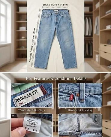 Levi’s 505 Regular Fit farmerke — muški/unisex model, klasičan kroj sa
