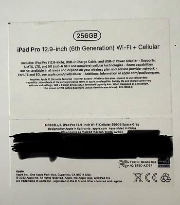 Apple iPad: Apple iPad Pro 12.9 (6-cı nəsil) – Wi‑Fi + Cellular, 256 GB, Space — 2