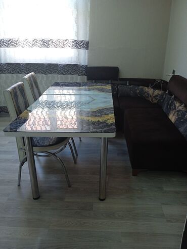стеклянный обеденный стол: Stol ve 4 stul satilir
