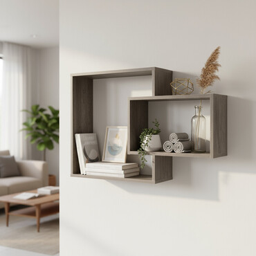 полка на панел: Полка навесная P010 (Дуб серо-коричневый) Большая и стильная настенная