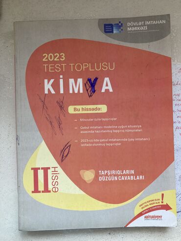 kimya 2 ci hissə pdf 2023: Kimya Testlər 11-ci sinif, DİM, 2-ci hissə, 2023 il