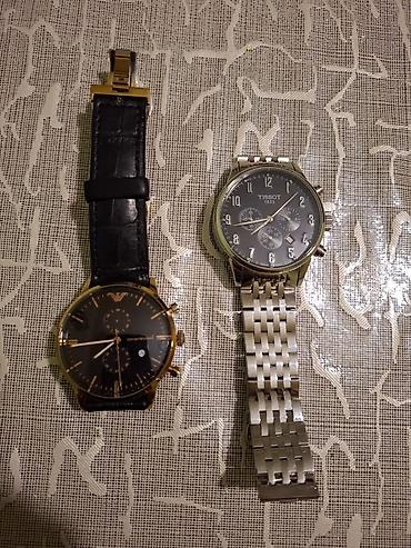 İki ədəd kişi qol saatı dəsti 1) Tissot xronoqraf - Rəng: gümüşü