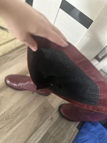 39: Высокие женские сапоги из натуральной кожи - Цвет: глубокий бордовый — 5