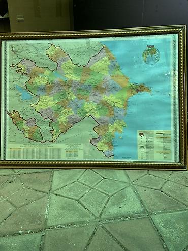 ofis ləvazimatı: Çərçivəli Azərbaycan xəritəsi-100x70 - Böyük ölçülü, divardan asılan — 1