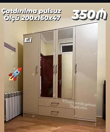 Dolablar: - Üç qapılı paltar şkafı, mərkəzdə iki güzgülü qapı - Aşağı hissədə 2 — 1