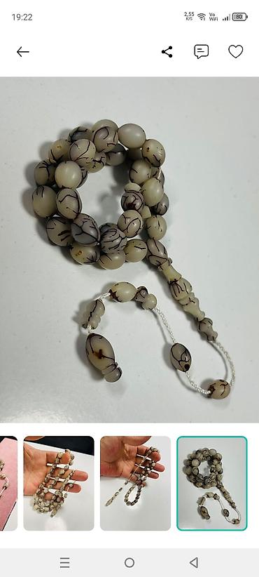tesbeh sekilleri: Məhsul: Təsbeh 1 ədəd - Material: Ağ-krem rəngli Kıbrıs kipr durma — 4