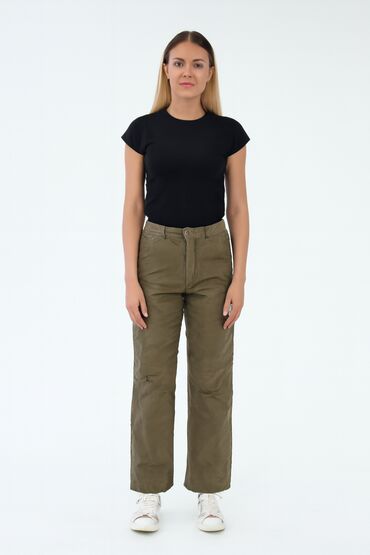 podarte jeansy: Massimo Dutti, Spodnie materiałowe damskie, L