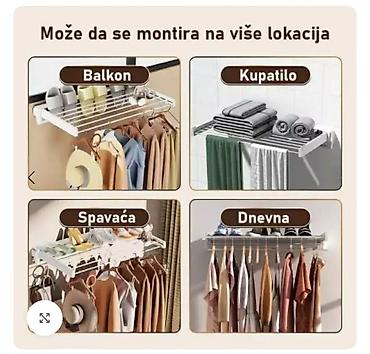 riljac za bastu cena: Zidni sklopivi nosač/polica za odeću i peškire Ik - Multifunkcionalan — 2