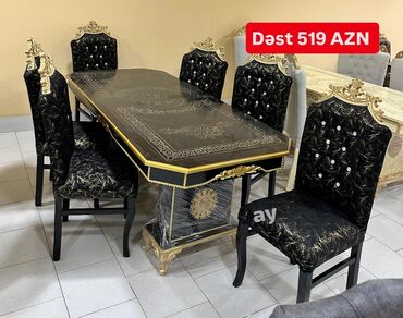 Stullar: Qonaq otağı üçün, Yeni, Açılmayan, Dördbucaq masa, 6 stul