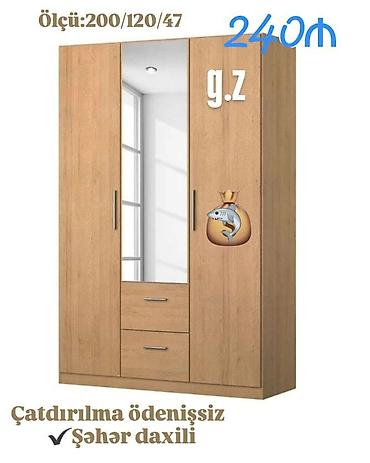 ucuz dolab: Üç qapılı paltar şkafı – güzgülü model - Ölçü: 200/120/47 sm - — 1