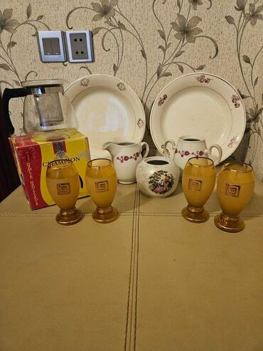 Çay dəstləri və servizlər: Çay dəsti, rəng - Qızılı, Şüşə, 4 nəfərlik — 1