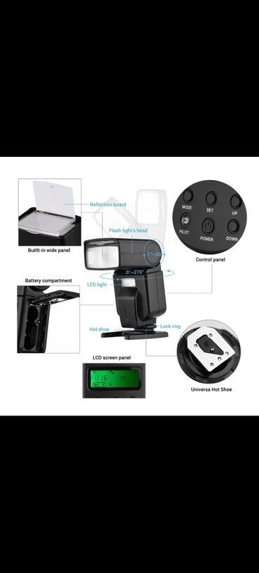 Сковородки: Speedlite Flash – universal fotoaparat üçün xarici flaş