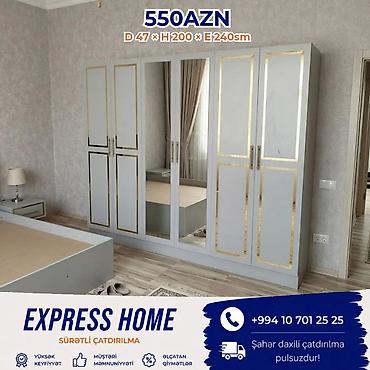dolab skaf: Yeni, 6 qapı, Güzgülü, Açılan, Düz dolab — 1