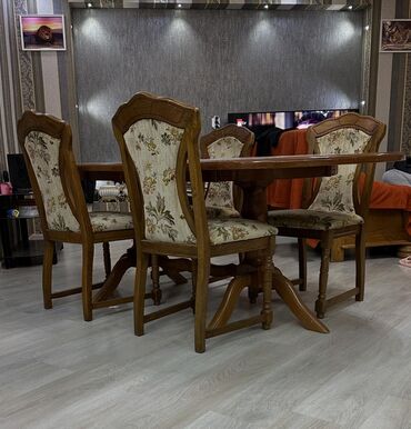 Yataq otağı dəstləri: Almaniya istehsall Masa dəsdi 220₼ Təmiz ağacdan 5 stulla ünvan