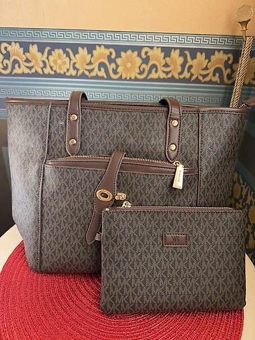 MK monoqramlı qadın çantası seti - Model: böyük tote çanta + uyğun lalafo.az -da MK monoqramlı qadın çantası seti - Model: böyük tote çanta + uyğun