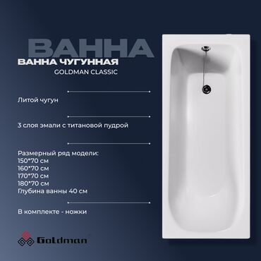 Ванны: Ванна Прямоугольная, Чугун