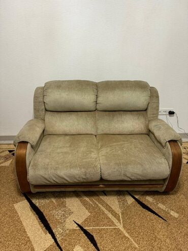 диван пуфик: Прямой диван, цвет - Бежевый