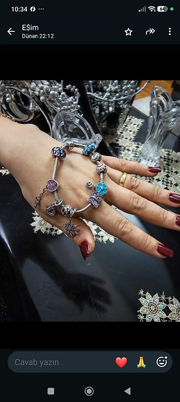 adli qolbaqlar: Gümüş rəngli charm Pandora qolbaq.38 qramdi - Material: gümüş rəngli — 1
