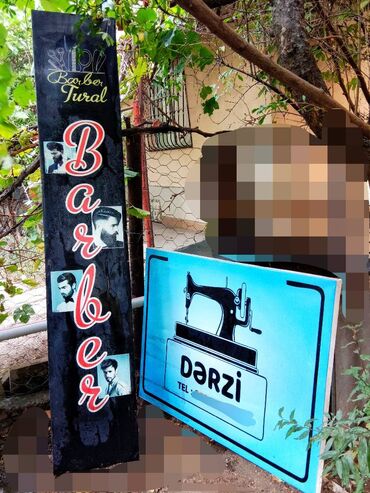 berber loqosu: Reklam lövhələri 2 ədəd Kişi Bərbəri üçün- ölçü: eni 36 sm, uzunu 2