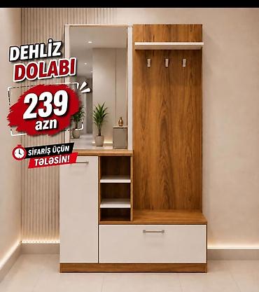 tel masa: Dehliz dolabı – 239 AZN - Müasir, iki rəngli dizayn: ağ və təbii ağac — 1