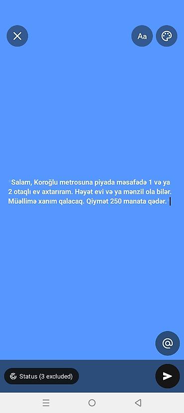 koroğlu: Axtarış elanıdır: Koroğlu metrosuna piyada məsafədə 1 və ya 2 otaqlı — 1