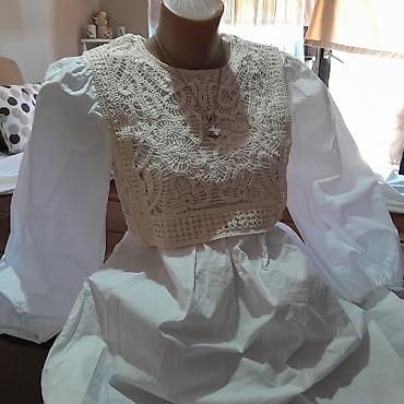 Prsluci: Ručno rađeni pleteni prsluk/jelek od ecru konca - Delikatna heklana — 1