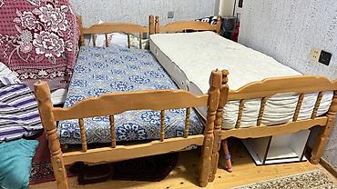 Taxta çarpayılar – 2 ədəd (tək ölçü) - Material: təbii ağac, klassik