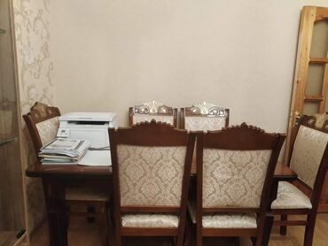 столы стулья: Qonaq otağı üçün, İşlənmiş, Açılan, Dördbucaq masa, 6 stul, Azərbaycan
