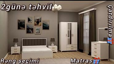 Yataq otağı dəstləri: İkinəfərlik çarpayı, Dolab, Termo, 2 tumba, Azərbaycan, Yeni — 14