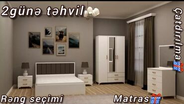 Uşaq və gənc otağı üçün dəstlər: 2 təknəfərlik çarpayı, Dolab, Tumba, 2 tumba, Azərbaycan, Yeni