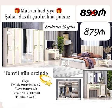 stol gence: Yataq otağı dəsti – endirimli Dəst tərkibi və ölçülər: - Dolab — 1