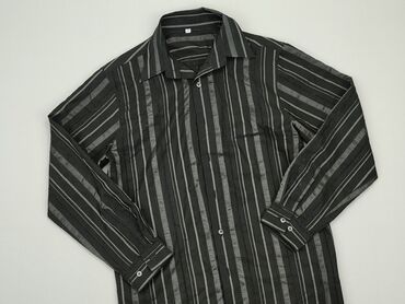 bluzki chłopięce z długim rękawem 134: Koszula 15 lat, stan - Dobry, wzór - W paski, kolor - Szary