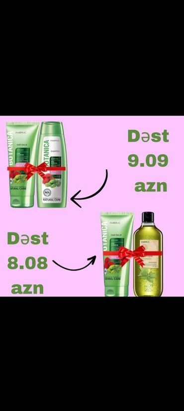 dəst kostyum: 200 ml Botanika Balzamı 400 ml Botanika Şampunu Toplam 18❌️ 9 azn