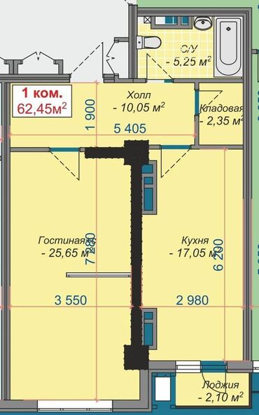 дизель кж аренда квартир: 1 бөлмө, 62 кв. м, Элитка, 3 кабат, ПСО (өзү оңдоп түзөтүп бүтүү үчүн)