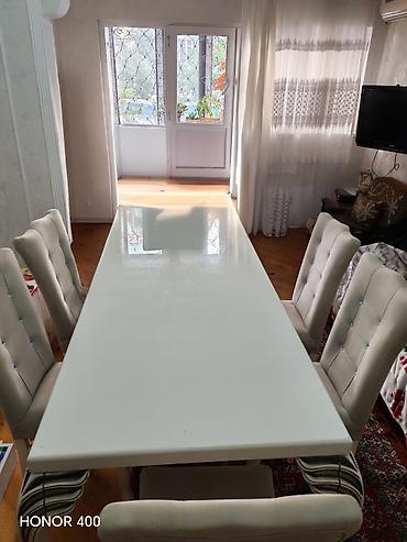 iwlenmiw stullar: Qonaq otağı üçün, İşlənmiş, Açılmayan, Dördbucaq masa, 6 stul — 2