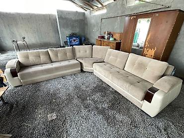divan 2 ci el: Bej rəngli L formalı divan dəsti - 3 moduldan ibarət böyük L formalı — 3