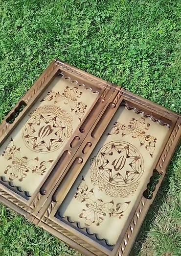 Nərdlər: Əl işı ilə oyma naxışlı taxta nərd/şahmat lövhələri.Daşı,Zəri və — 9