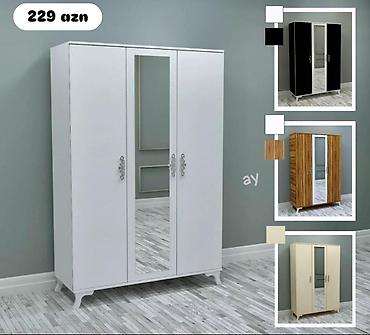qapi demir qapi seyf qapi: 3 qapılı geyim dolabı – ön güzgülü model - Rənglər: ağ, qara — 1