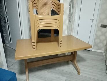 Качели: Həyət və bag üçün plastik stol və stul satilir. 1 ədəd stol, 4 ədəd
