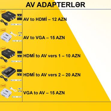 marshall major 3: AV/RCA/Tülpan Adapterlər ⭐AV to VGA – 15 AZN ⭐AV to HDMİ – 12 AZN