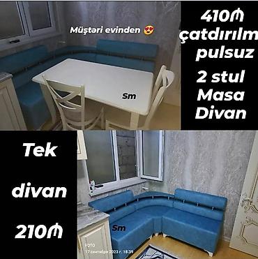 balkon masa: Mətbəx üçün künc dəsti Tərkib: - Ağ rəngli masa - 2 ədəd ağ stul - — 1