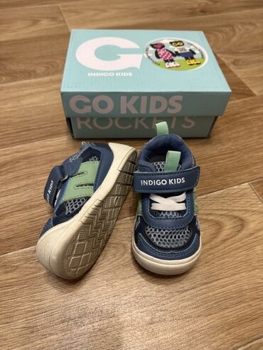 детские кроссовки кожаные: Детские кроссовки Indigo Kids синего цвета с салатовыми вставками