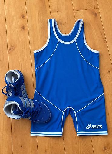 bag bicagi: Məhsul: Güləş dəsti - Güləş maykası: ASICS brendi, parlaq mavi rəng — 1