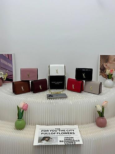 ucuz sac: Saint Laurent zəncirli mini çantalar – YSL loqolu, patent (parlaq) — 1