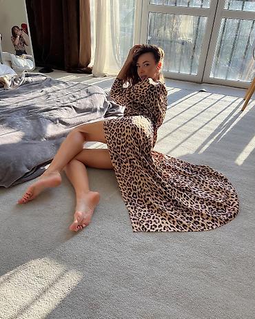 Халаты: Халат, Шелк, Китай, Леопардовый принт, XS, S, L — 5