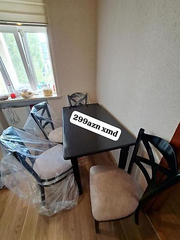 qara sam: Mətbəx/stol dəsti - Komplekt: 1 ədəd düzbucaqlı stol + 4 ədəd stul - — 1