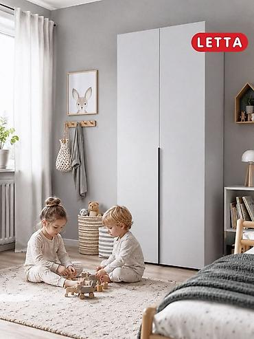 Шкафы: Шкаф-купе LETTA, двухдверный, белый, минималистичный дизайн. - — 5