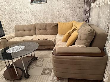 Qonaq otağı dəstləri: Mebel dəsti - Künc divan: yumşaq parça üzlü, bej rəngdə, dekorativ — 4